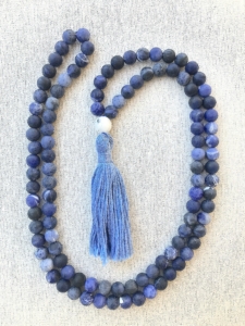 Sodalite, Moonstone Guru Tibetan Mala