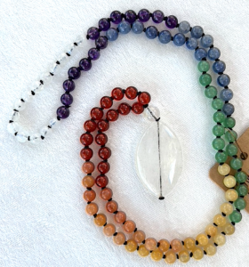 "Chakra Celebration" Moonstone, Amethyst, Aventurine, Carnelian, Crystal Quartz Guru & Pendant Mala