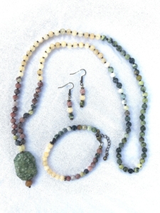 Chili Jasper, Aventurine, Yellow Turquoise Jasper, Rhyolite Mala