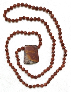 Brown Goldstone, Red Creek Jasper Pendant Mala