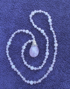 "Empathic Love" Rose Quartz, Rose Quartz Pendant Mala