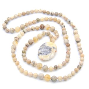 "Eternal Essence" African Opal, Citrine & African Opal Accents, Crazy Lace Agate Pendant Mala