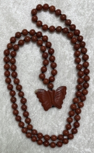 "Find Your Wings" Red Jasper, Hand-Carved Red Jasper Butterfly Pendant Mala