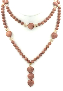 Brown Goldstone, Citrine and Brown Goldstone Heart Accents & Pendants Mala