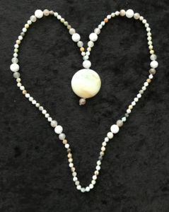 Amazonite, Moonstone Accents & Guru, Amazonite Pendant Mala