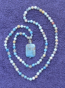 "Island Journeys" Amazonite, Citrine, Apatite, Citrine Guru, Apatite Pendant Mala