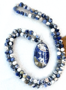 Sodalite, Howlite, Howlite Guru, Sodalite Pendant Mala