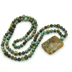 "Quantum Vortex" Anyolite (Ruby Zoisite), Turquoise Accents, Turquoise Guru, Snakeskin Jasper Pendant Mala