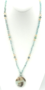 Amazonite, Citrine & Agate Accents, Turquoise Guru, Amazonite Pendant Mala