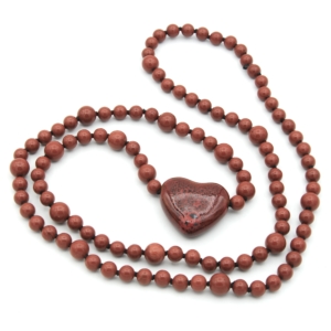 Red Jasper, Ceramic Heart Mala