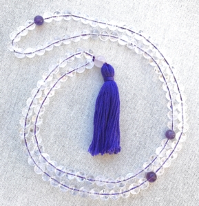 Clear Quartz, Amethyst Spacers, Crystal Quartz Guru Tibetan Mala