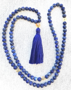 Lapis Lazuli, Citrine Spacers, Citrine Guru Tibetan Mala