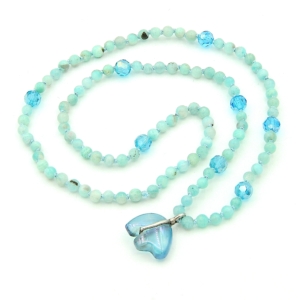 Amazonite, Glass Bear Pendant Mini Mala