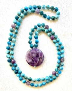 Apatite & Amethyst Mala