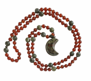 Carnelian, Moss Agate, Moon Pendant