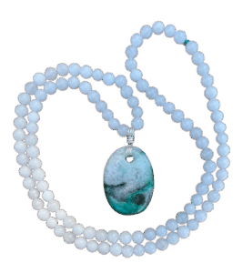 White Jade, Chrysocolla Pendant