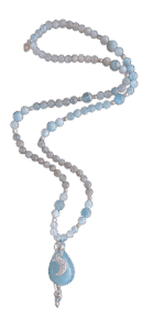 Aquamarine, Moonstone, Labradorite, Aquamarine Accents & Pendant, Silver Moon Charm