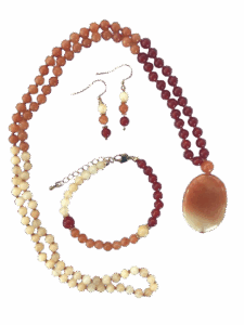 Aventurine, Carnelian, Aventurine - Pendant, Bracelet & Earrings
