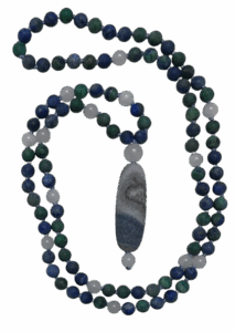 Azurite, White Jade, Agate Pendant