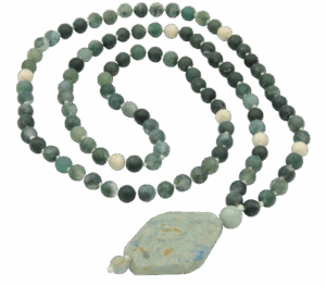 Moss Agate, Riverstone Accents, Azurite Pendant