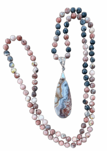 Chili Jasper, Black Labradorite, Mexican Crazy Lace Pendant