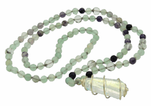 Fluorite, Aura Quartz Crystal Pendant