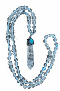 Crystal Quartz, Sparkles, Crystal Quartz Pendant with Turquoise