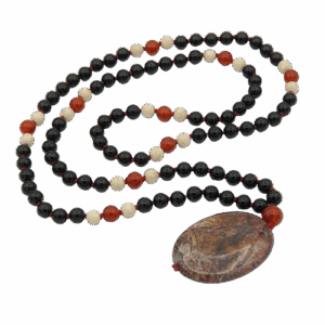 Onyx, Carnelian & Riverstone Accents, Rainbow Agate Pendant