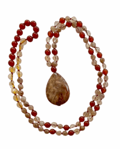 Rutile Quartz, Citrine, Carnelian, Carnelian Guru, Jasper Pendant