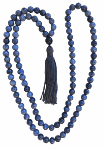 Dumortierite, Onyx Guru, Dark Grey Tassel Tibetan Mala