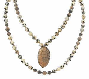 Dalmatian Jasper, Tiger Eye Accents, Fire & Ice Agate Pendant