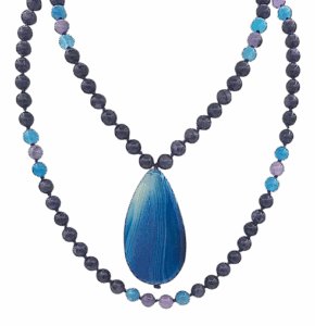 Kiwi Lapis, Amethyst & Aventurine Accents, Blue Agate Pendant