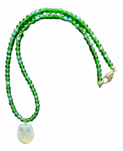 Green & White Owl Necklace