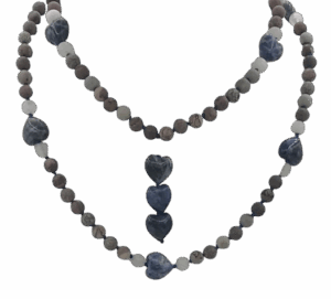 Picture Jasper, Rock Quartz & Sodalite Heart Accents, Rock Quartz Guru, Sodalite Heart Pendants