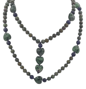 Ruby Zoisite, Anyolite Heart & Kiwi Lapis Accents, Anyolite Heart Pendants