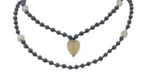 Blue Goldstone, Heart Accents, Citrine Heart Pendant