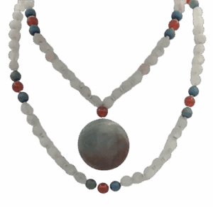 Emerald Forest Mala- Blue Goldstone, Opalite & Azurite Accents, Opalite Guru, Apatite Pendant