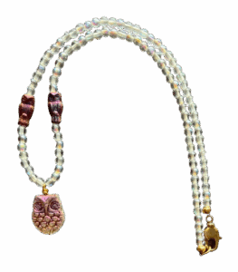 Magenta Gold Owl Necklace