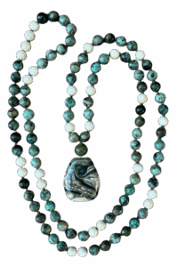 African Turquoise, Riverstone, African Turquoise Guru, Lampwork Glass Pendant