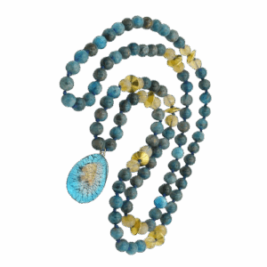 Apatite, Citrine & Gold Accents, Glass Pendant
