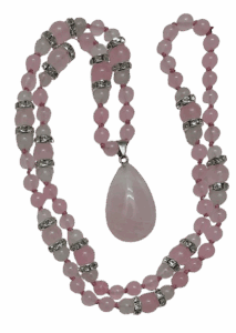 Rose Quartz, White Jade, Rose Quartz & Sparkle Accents, Rose Quartz Teardrop Pendant