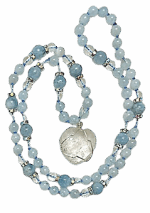 Aquamarine, Crystal Quartz & Sparkle Accents, Crystal Quartz Heart Pendant