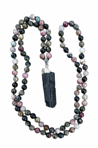 Rainbow Tourmaline with Black Tourmaline Pendant