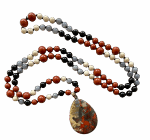 Red Jasper, Riverstone, Grey Jade, Black Obsidian, Red Poppy Jasper Pendant