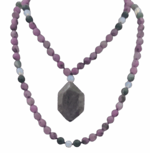 Purple Quartz, Opalite & Moss Agate Accents, Opalite Guru, Charoite Pendant
