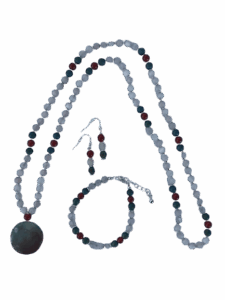 Rose Quartz, Carnelian & Blue Druzy Accents, Amazonite - Pendant, Bracelet & Earrings