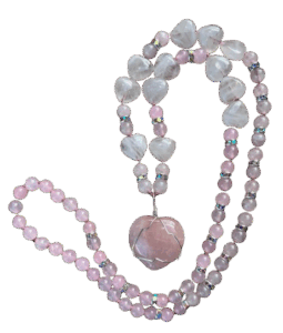 Rose Quartz, Hearts & Sparkle Accents, Rose Quartz Heart Pendant