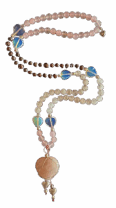 Rose Quartz, Garnet, White Jade, White Fire Opal Heart Accents, Rose Quartz Heart Pendant, Heart Charms