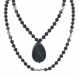 Lava, Moonstone & Labradorite Accents, Agate Pendant