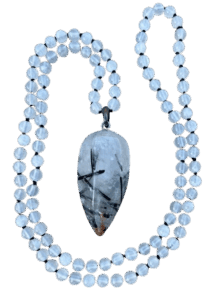 Selenite, Black Tourmaline Rutilated Quartz Pendant